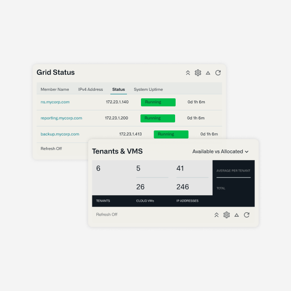 products-nios-enterprise-grade-ddi-image A graphical interface of Infoblox Grid that shows the uptime of specific network devices.